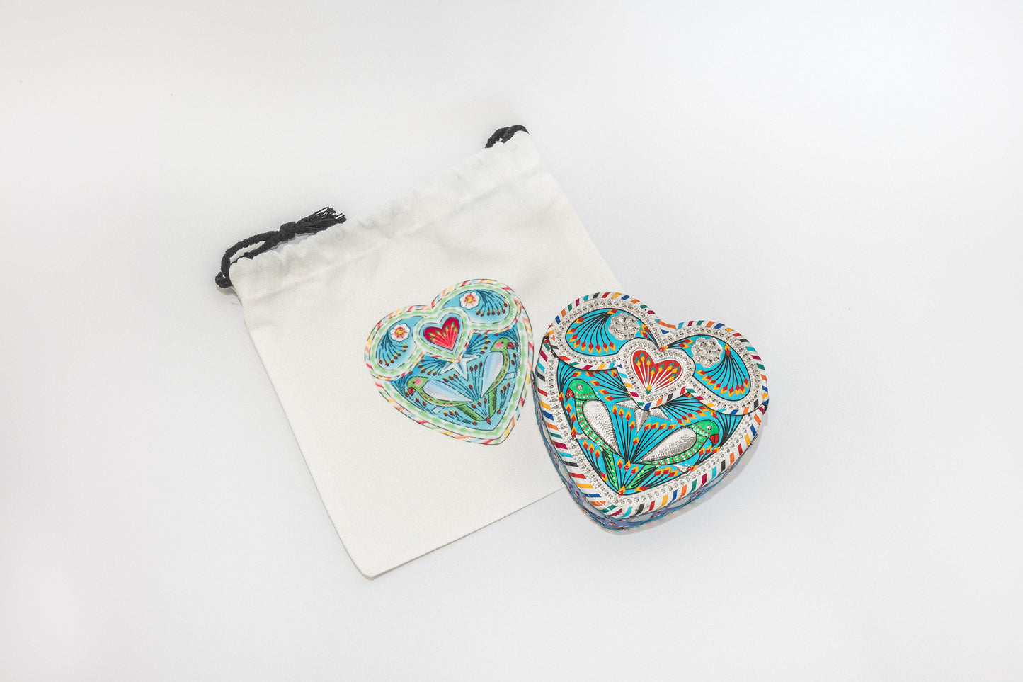 Small Turquoise Parrot Steel Clutch Bag